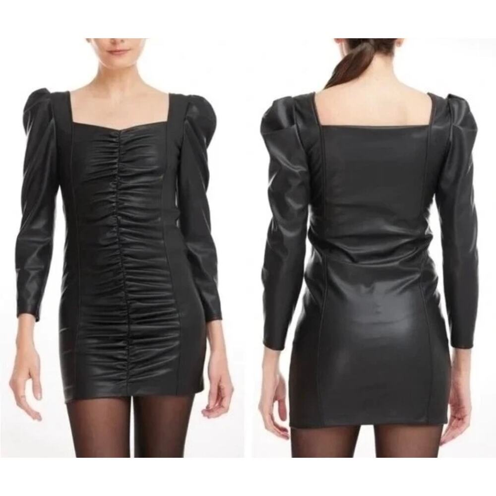 NEW NWT Generation Love Estelle Vegan Leather Mini Dress Long Sleeve size XS